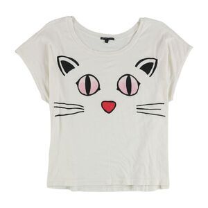 TRULY MADLY DEEPLY Womens Cat Graphic T-Shirt, ivory, L